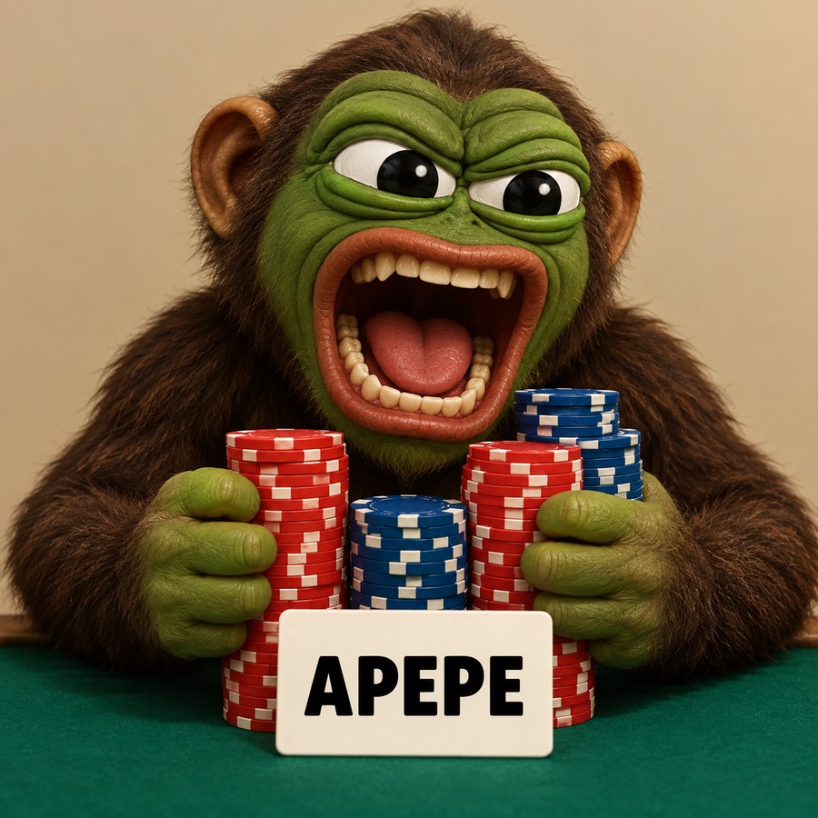 APEPE screaming with poker chips